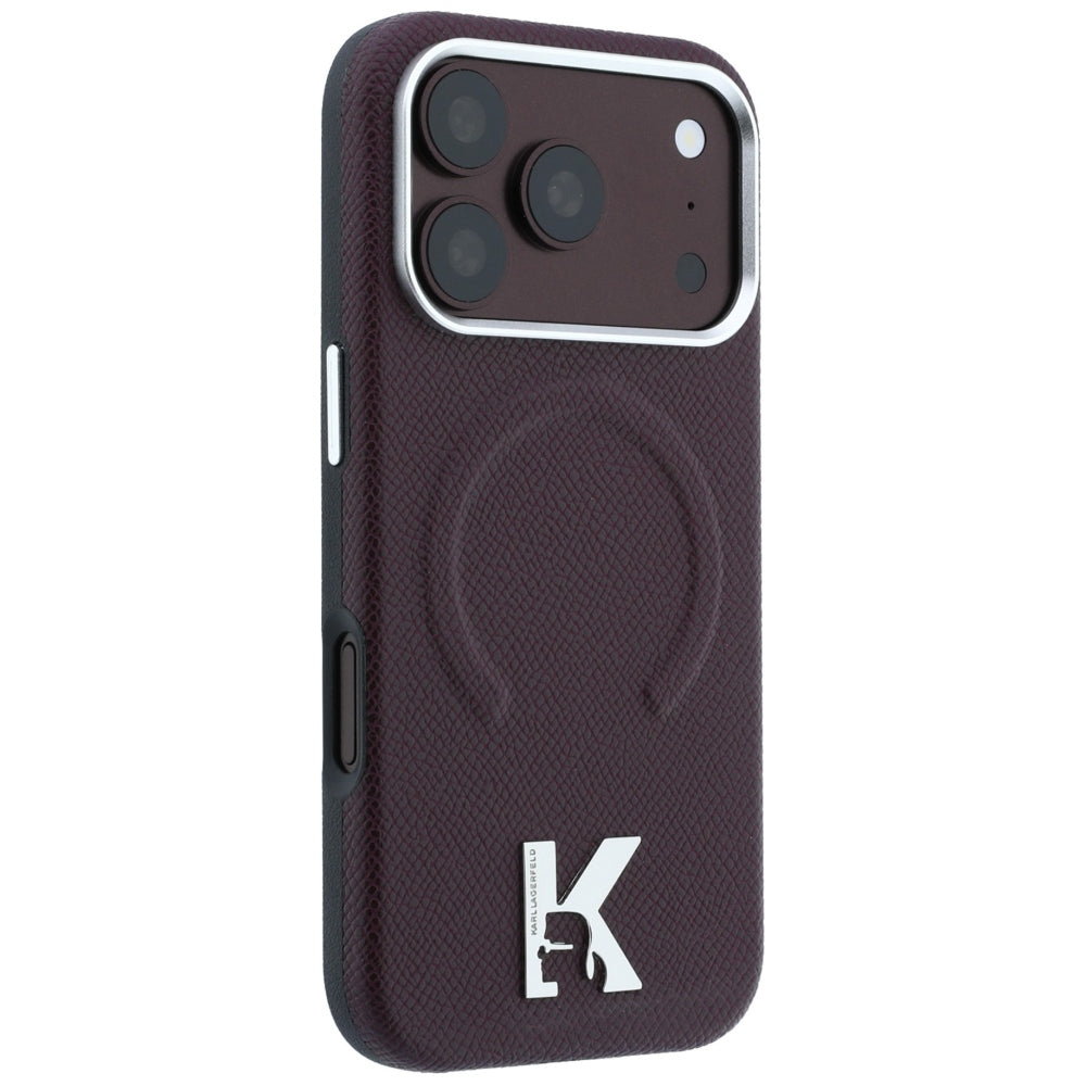 Θήκη MagSafe για Apple iPhone 18 Pro Max / 17 Pro Max, Karl Lagerfeld, Grained Embossed Ring, Βυσσινί