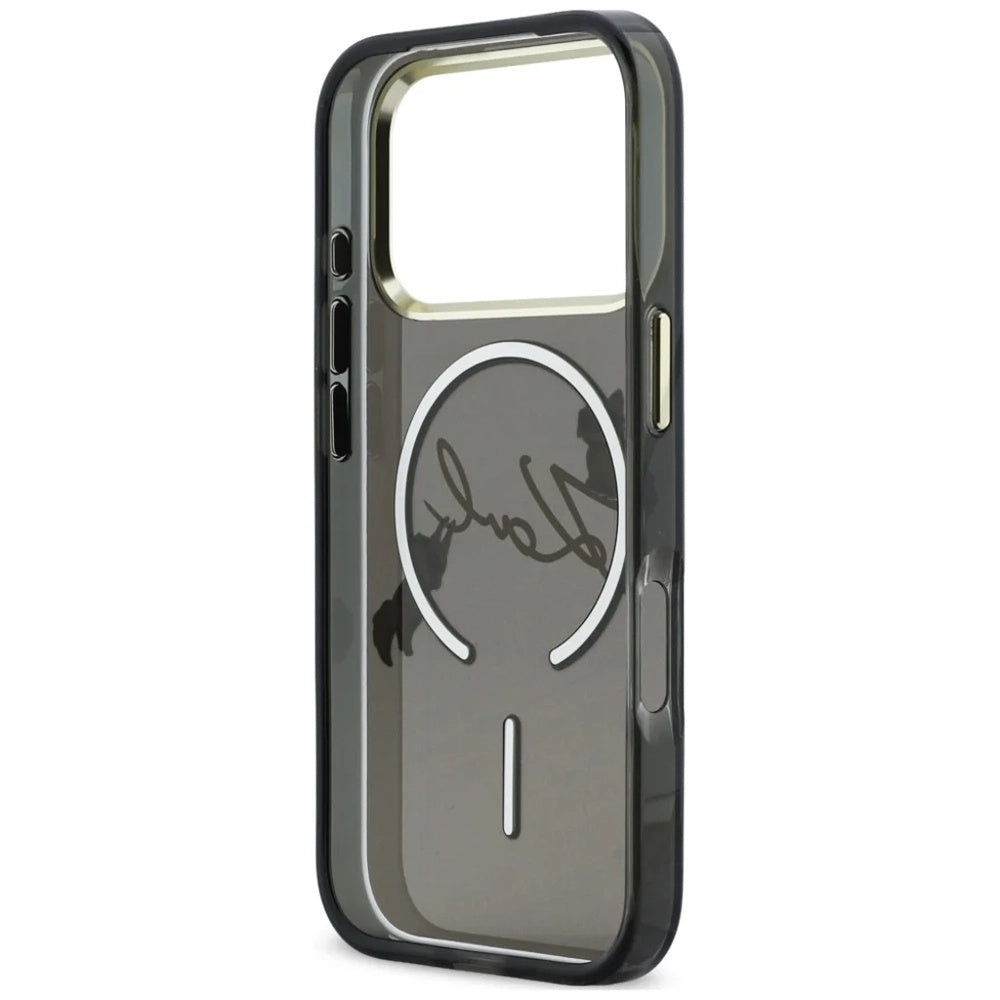 Θήκη MagSafe για Apple iPhone 18 Pro Max / 17 Pro Max, Karl Lagerfeld, IML Choupette Karl Script Logo, Μαύρο
