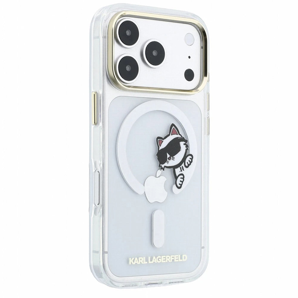 Θήκη MagSafe για Apple iPhone 18 Pro Max / 17 Pro Max, Karl Lagerfeld, IML Peekaboo Print και Μεταλλικό Πλαίσιο, Διαφανής