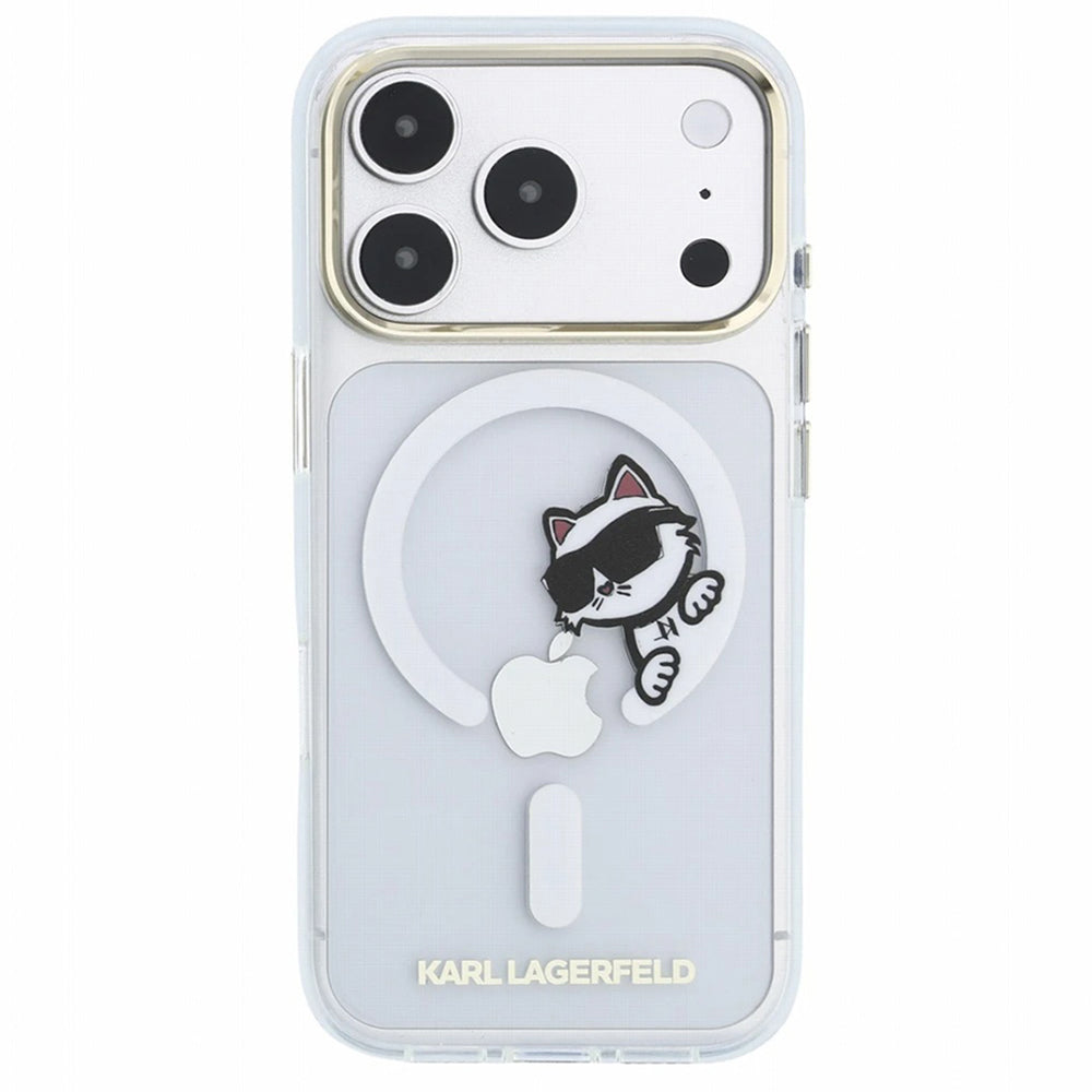 Θήκη MagSafe για Apple iPhone 18 Pro Max / 17 Pro Max, Karl Lagerfeld, IML Peekaboo Print και Μεταλλικό Πλαίσιο, Διαφανής
