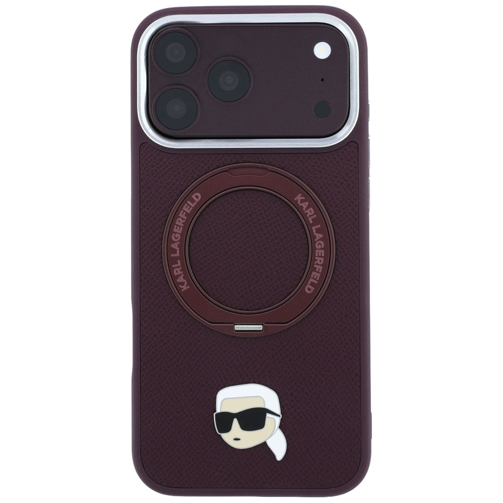 Θήκη MagSafe για Apple iPhone 18 Pro Max / 17 Pro Max, Karl Lagerfeld, Ring Stand 360 Karl Pin, Βυσσινί