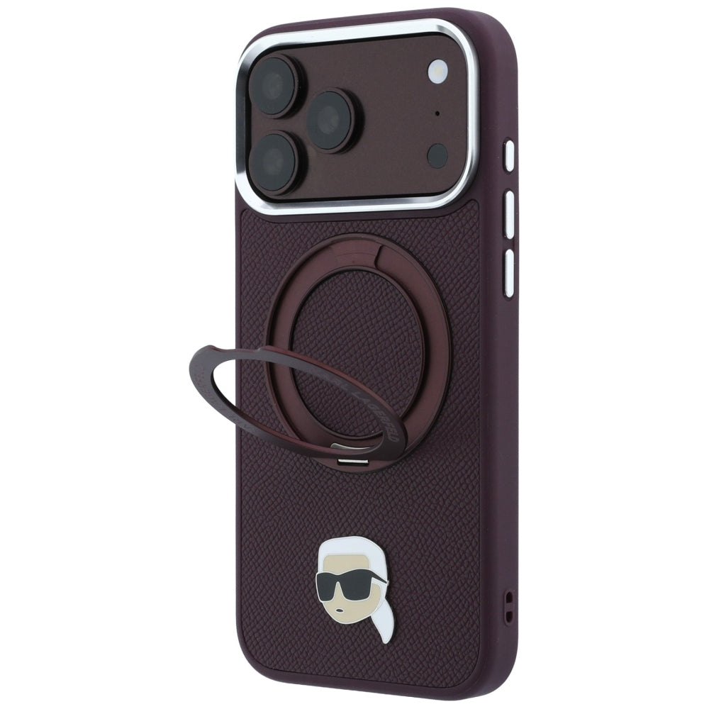 Θήκη MagSafe για Apple iPhone 18 Pro Max / 17 Pro Max, Karl Lagerfeld, Ring Stand 360 Karl Pin, Βυσσινί
