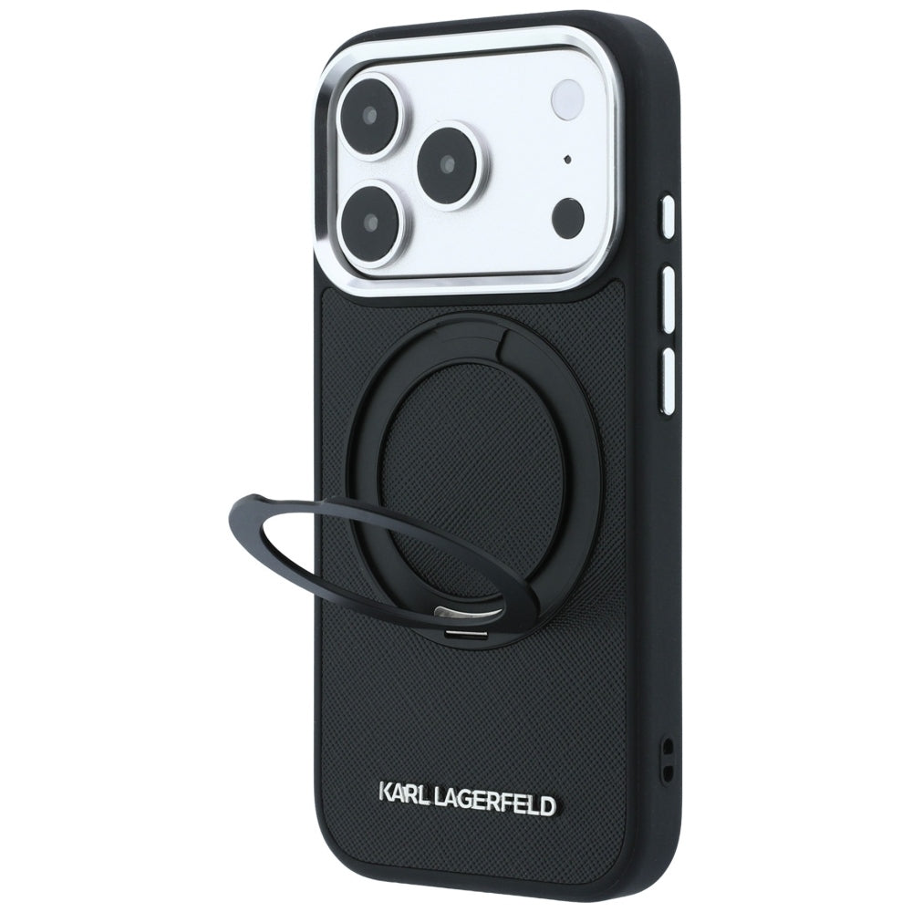 Θήκη MagSafe για Apple iPhone 18 Pro Max / 17 Pro Max, Karl Lagerfeld, Ring Stand 360 Saffiano, Μαύρο
