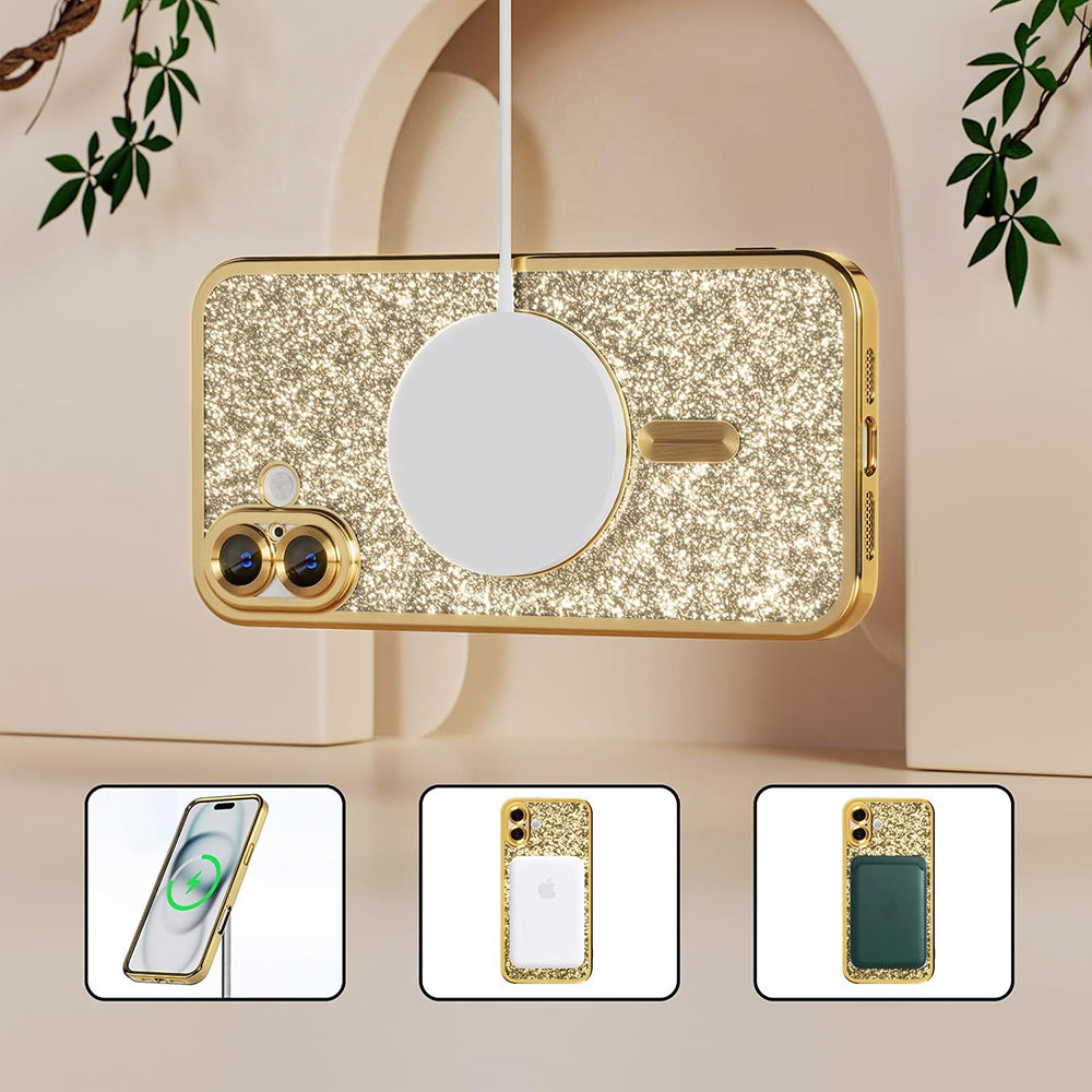 MagSafe Case for Apple iPhone 18 Pro Max / 17 Pro Max, Techsuit, Luxury Glitter, Dark Blue
