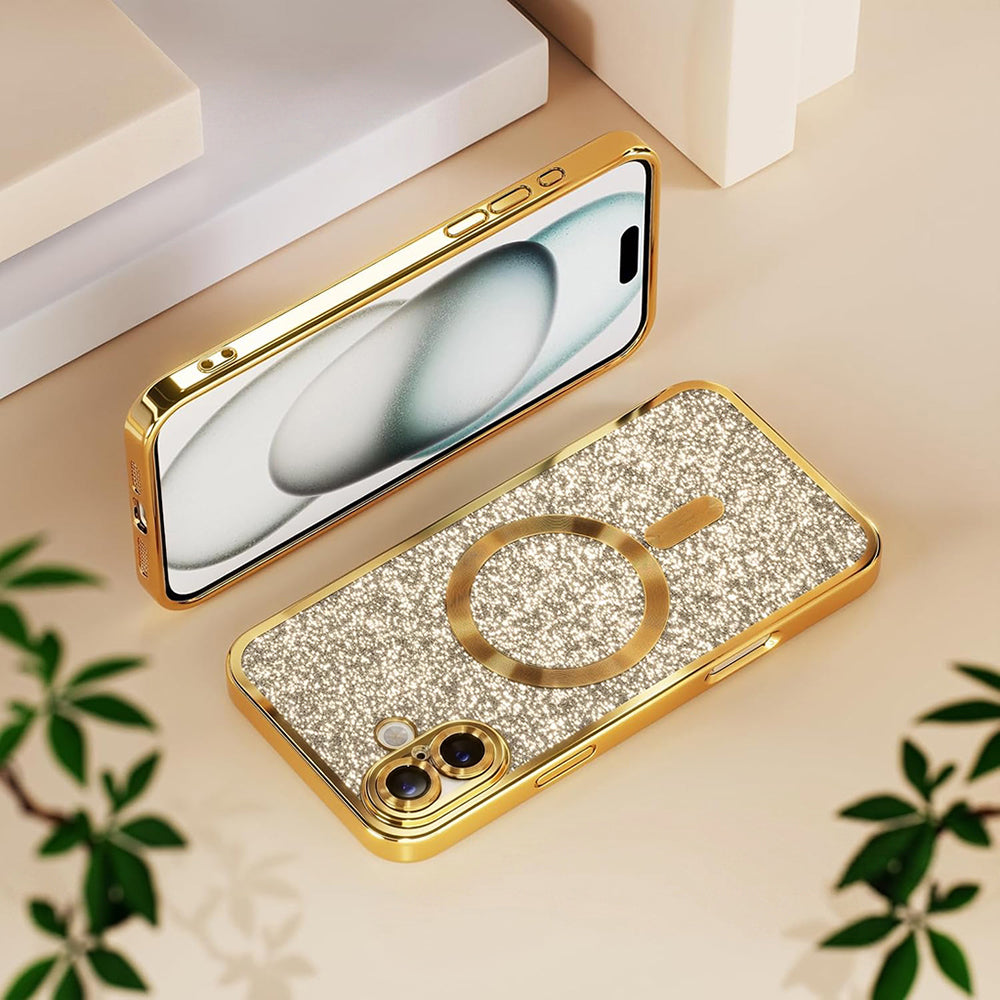MagSafe Case for Apple iPhone 18 Pro Max / 17 Pro Max, Techsuit, Luxury Glitter, Dark Blue