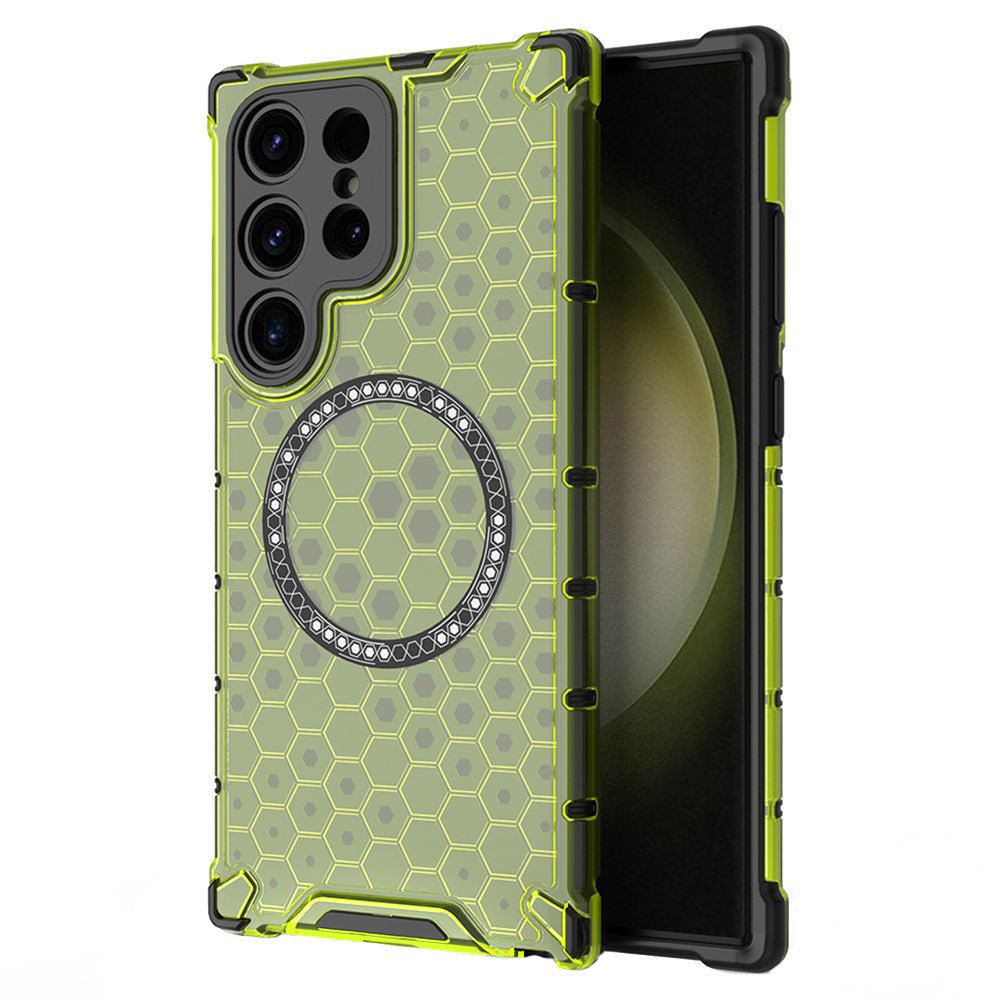 MagSafe Case for Samsung Galaxy S25 Ultra S938, Techsuit, HoneyComb Shield, Green