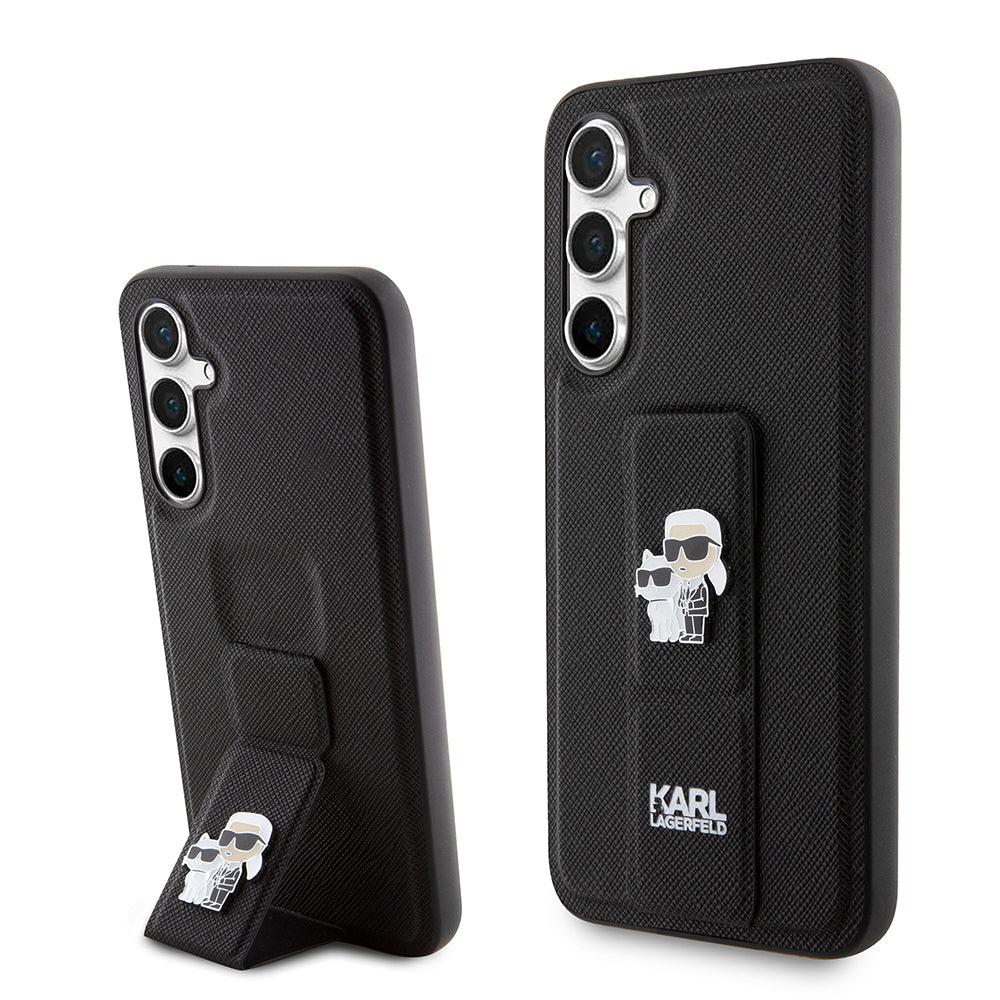 MagSafe Case for Samsung Galaxy S23 FE S711, Karl Lagerfeld, Saffiano Gripstand Karl & Choupette, Black