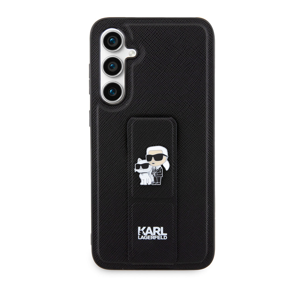 MagSafe Case for Samsung Galaxy S23 FE S711, Karl Lagerfeld, Saffiano Gripstand Karl & Choupette, Black