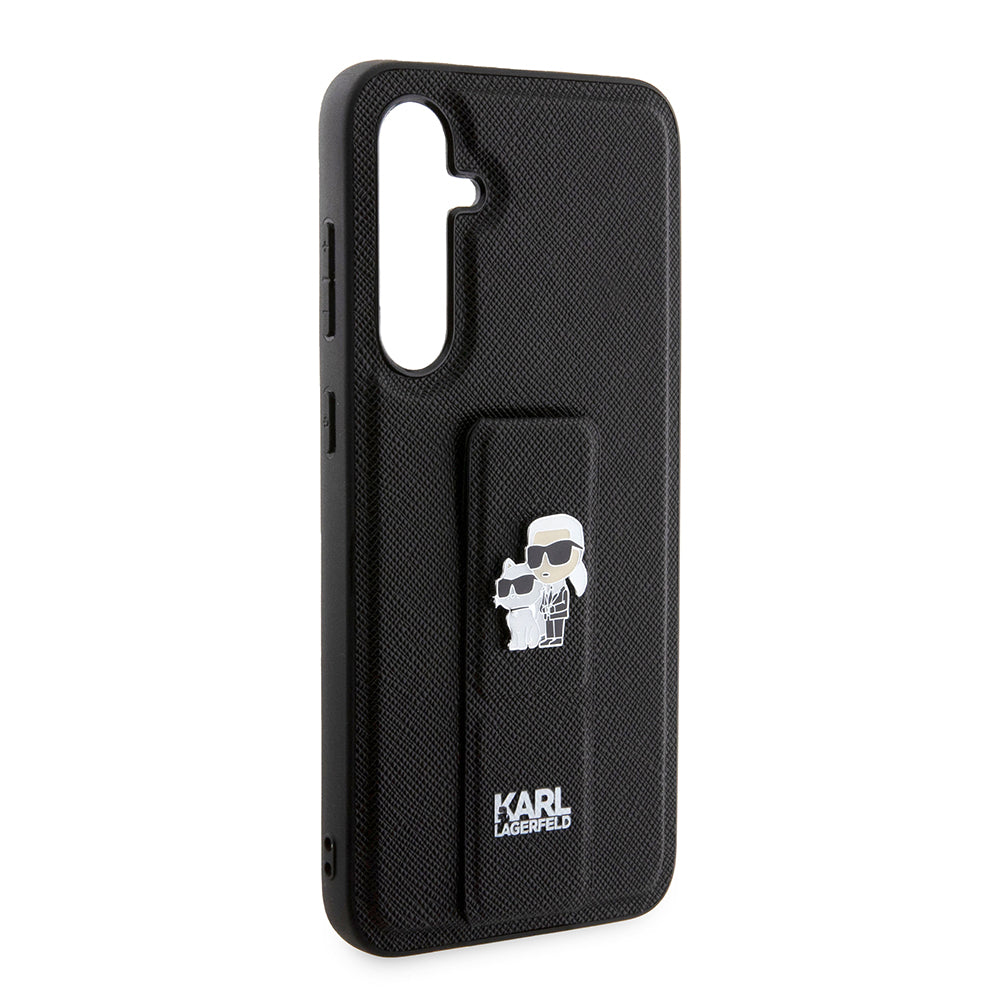 MagSafe Case for Samsung Galaxy S23 FE S711, Karl Lagerfeld, Saffiano Gripstand Karl & Choupette, Black
