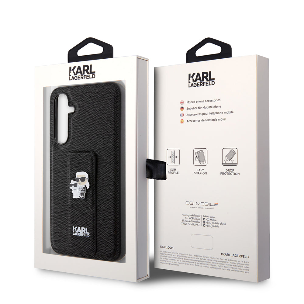 MagSafe Case for Samsung Galaxy S23 FE S711, Karl Lagerfeld, Saffiano Gripstand Karl & Choupette, Black