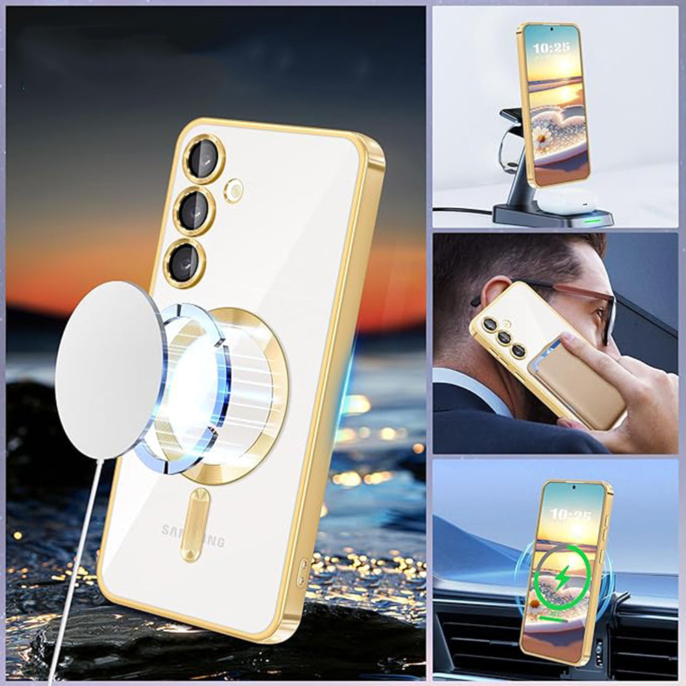 Θήκη MagSafe για Samsung Galaxy S23+ S916, Techsuit, Luxury Crystal, Χρυσή