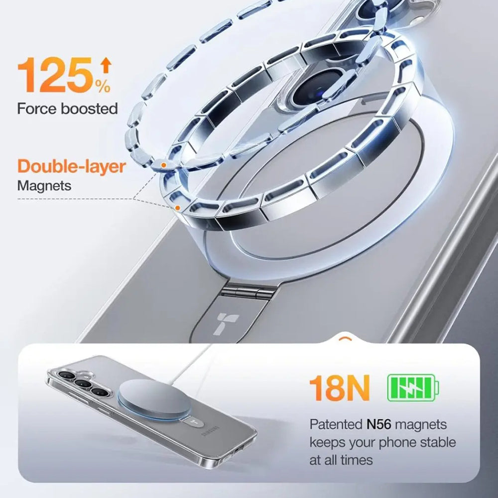MagSafe Case for Samsung Galaxy S25+ S936, Torras, Ostand, Transparent