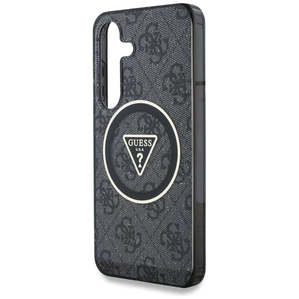 Θήκη MagSafe για Samsung Galaxy S25 S931, Guess, IML Glitter 4G Circle Triangle, Μαύρη