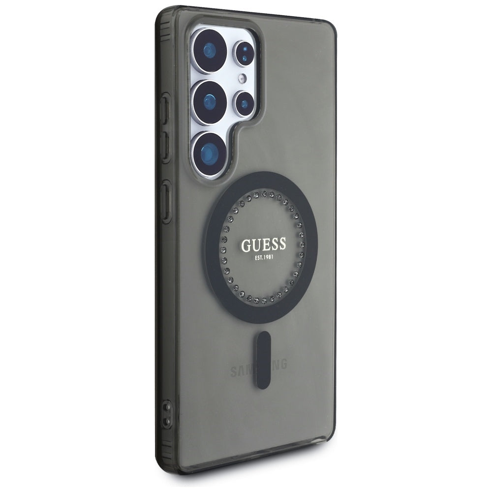 Θήκη MagSafe για Samsung Galaxy S25 Ultra S938, Guess, IML Rhinestone, Μαύρη
