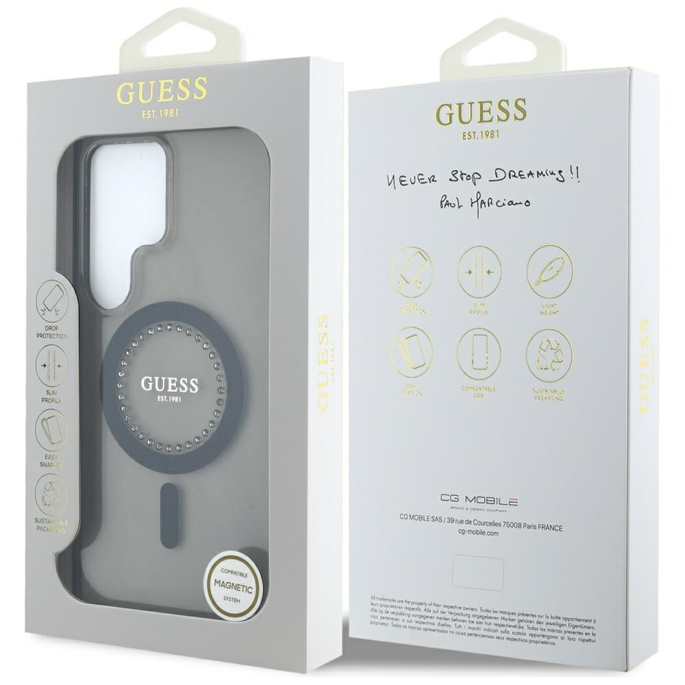 Θήκη MagSafe για Samsung Galaxy S25 Ultra S938, Guess, IML Rhinestone, Μαύρη