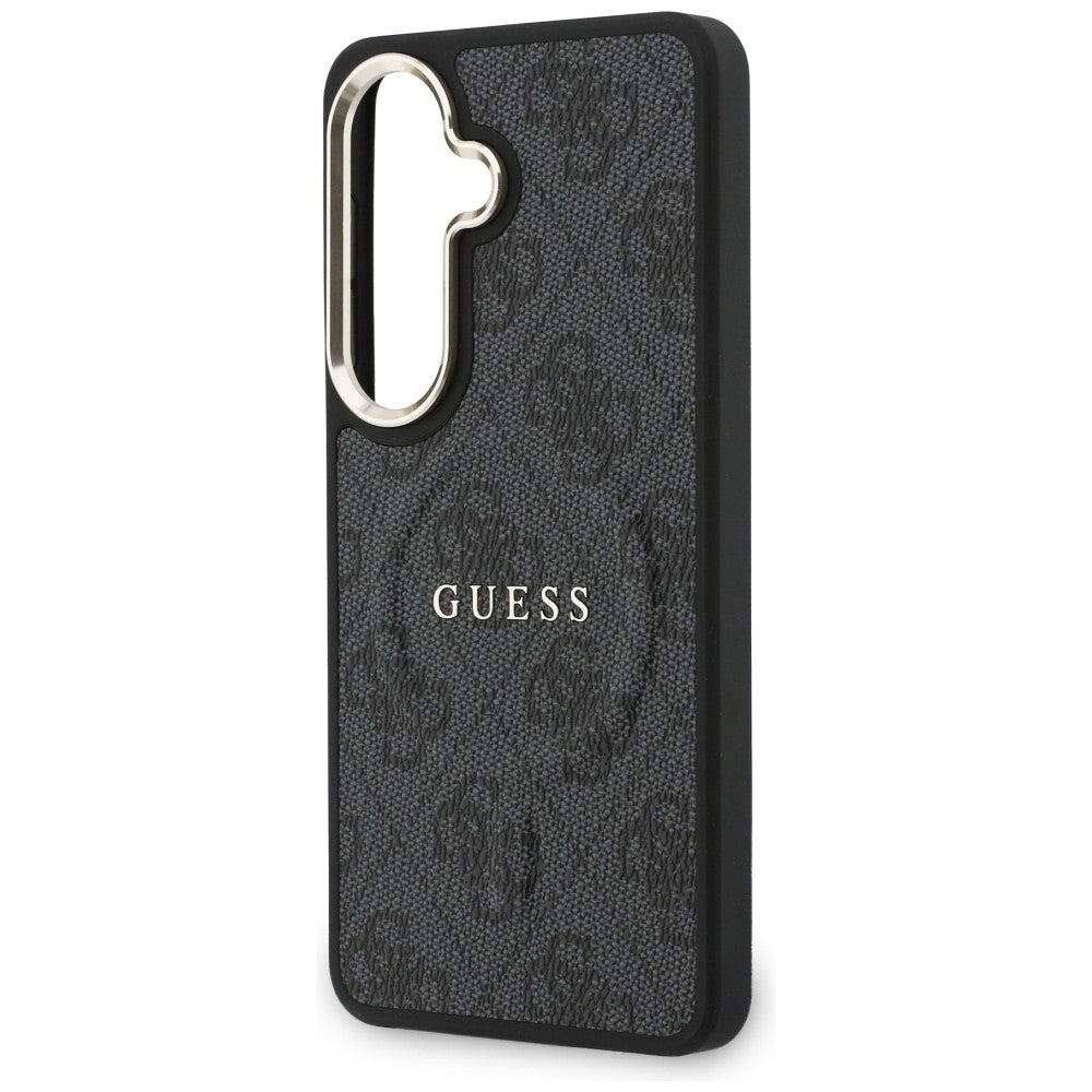 Θήκη MagSafe για Samsung Galaxy S26 S942, Guess, 4G Embossed Ring, Μαύρη