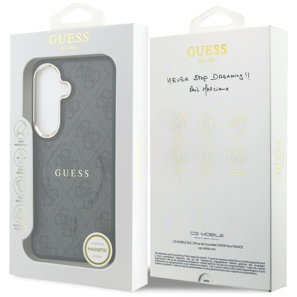 Θήκη MagSafe για Samsung Galaxy S26 S942, Guess, 4G Embossed Ring, Μαύρη