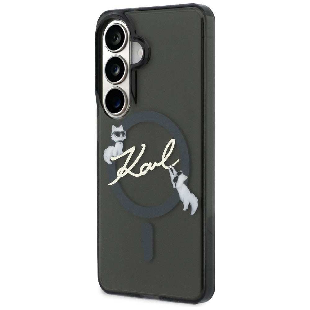 MagSafe Case for Samsung Galaxy S26 S942, Karl Lagerfeld, IML Choupette Karl Script Logo, Black