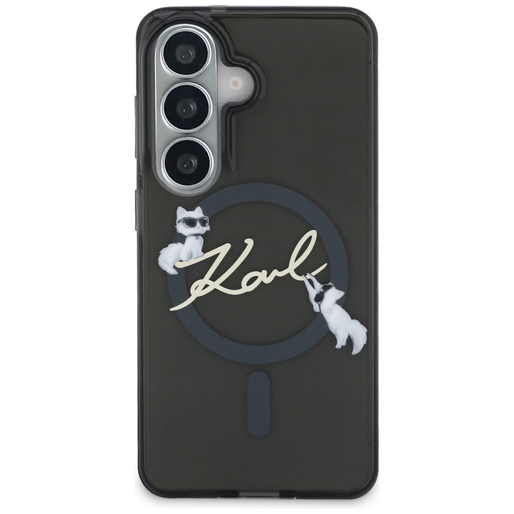 MagSafe Case for Samsung Galaxy S26 S942, Karl Lagerfeld, IML Choupette Karl Script Logo, Black