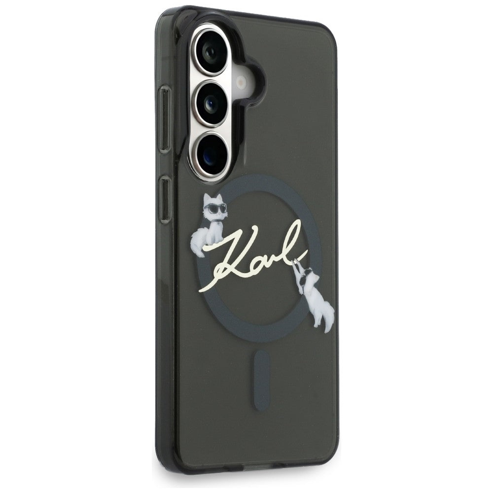 MagSafe Case for Samsung Galaxy S26 S942, Karl Lagerfeld, IML Choupette Karl Script Logo, Black
