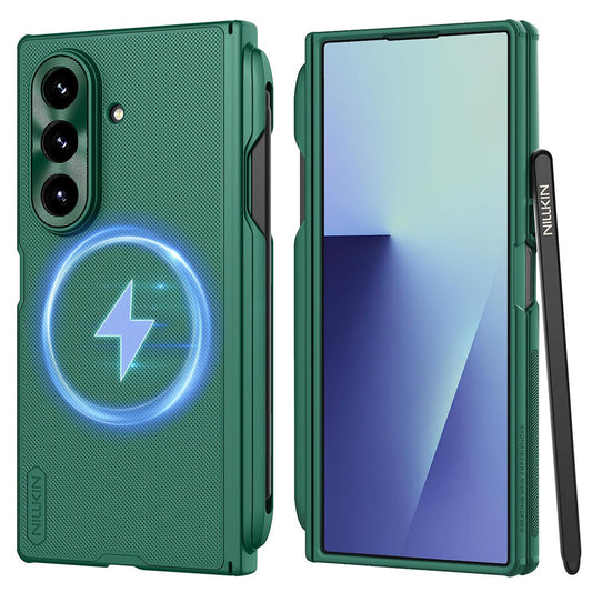 Θήκη MagSafe για Samsung Galaxy Z Fold7 F966, Nillkin, Super Frosted Shield με Θήκη για Στυλό, Σκούρο Πράσινο
