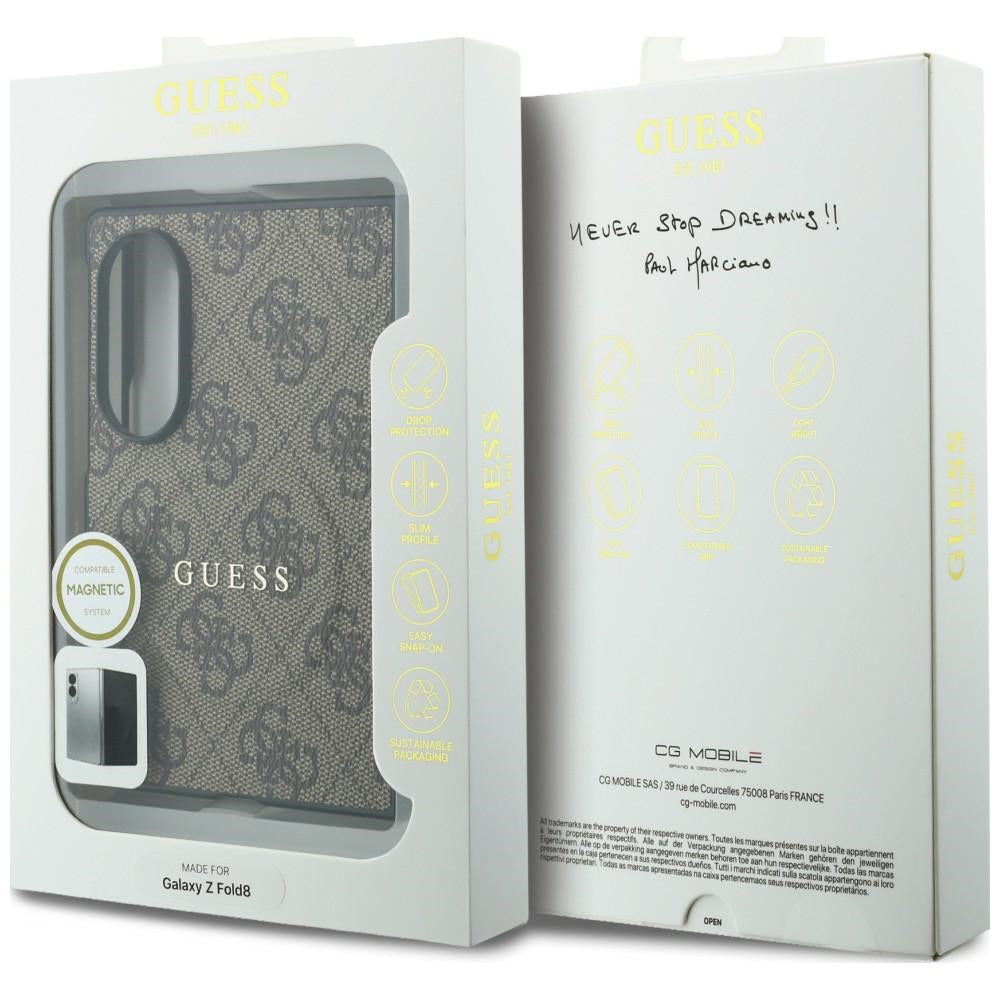 Θήκη MagSafe για Samsung Galaxy Z Fold8 F971, Guess, 4G Leather Classic, Καφέ
