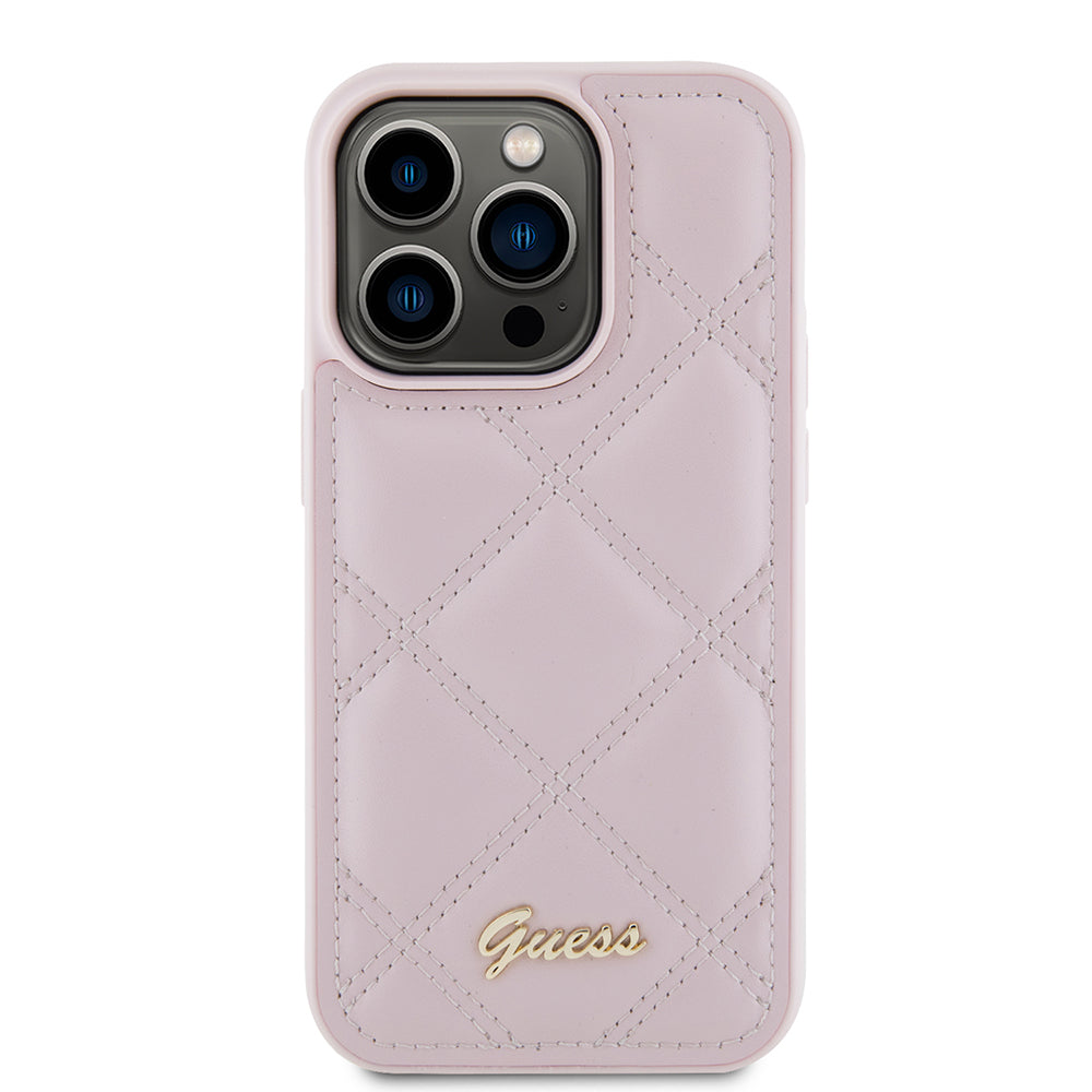 Θήκη για Apple iPhone 15 Pro, Guess, Quilted Metal Logo, Ροζ