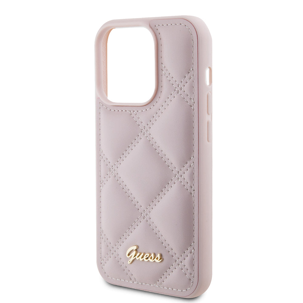 Θήκη για Apple iPhone 15 Pro, Guess, Quilted Metal Logo, Ροζ