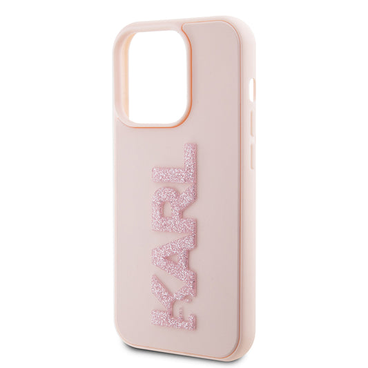 Θήκη για Apple iPhone 15 Pro, Karl Lagerfeld, 3D Rubber Glitter Logo Karl, Ροζ