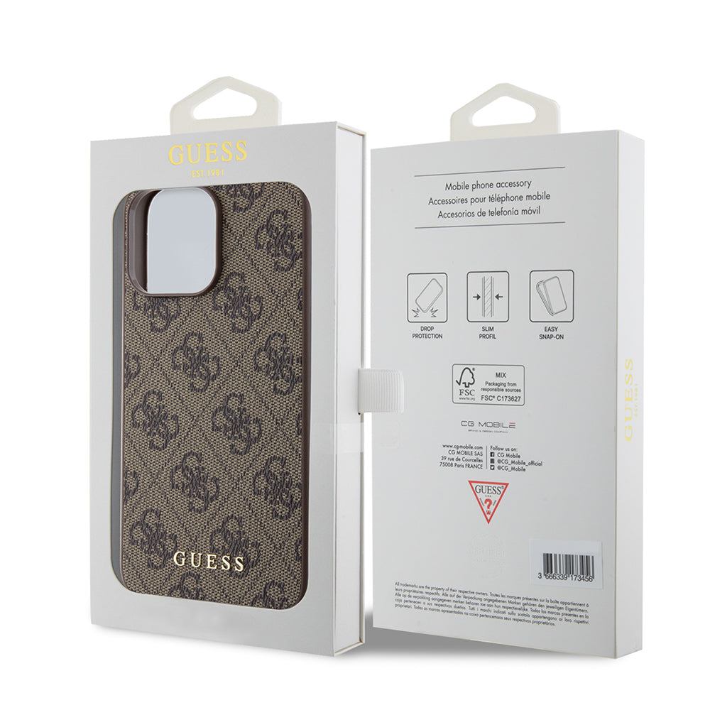 Θήκη για Apple iPhone 15 Pro Max, Guess, 4G Metal Gold Logo, Καφέ
