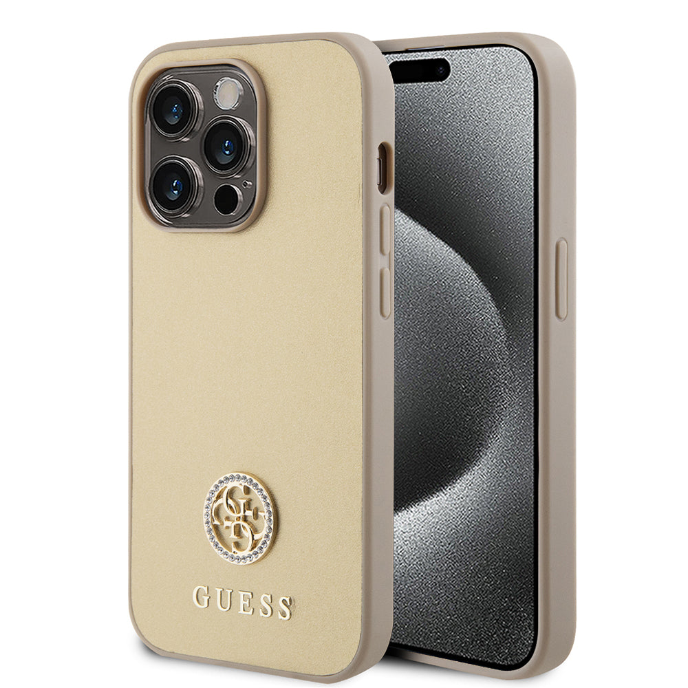 Θήκη για Apple iPhone 15 Pro Max, Guess, 4G Strass Metal Logo, Χρυσή