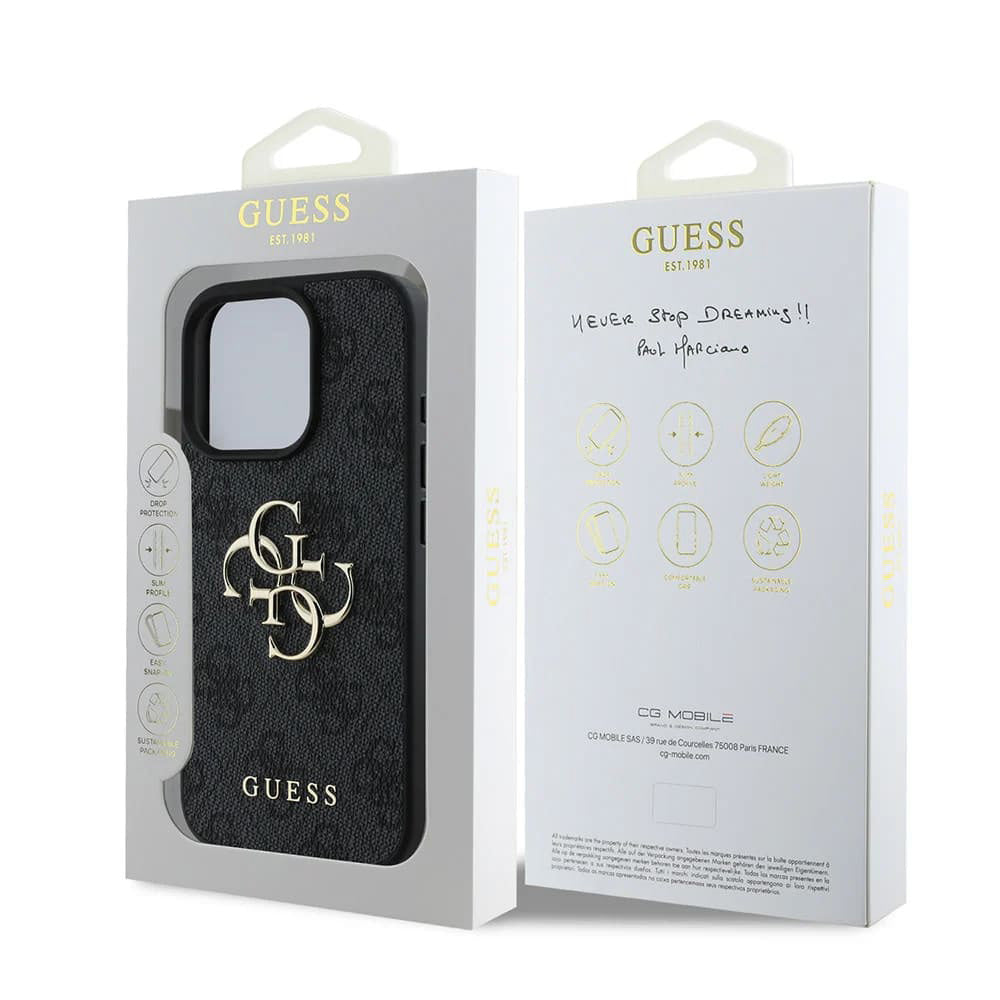 Case for Apple iPhone 16 Pro Max, Guess, 4G Big Logo, Black