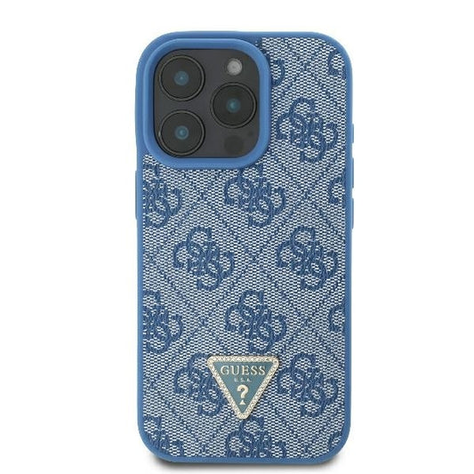 Case for Apple iPhone 16 Pro Max, Guess, Crossbody 4G Triangle Strass, Blue