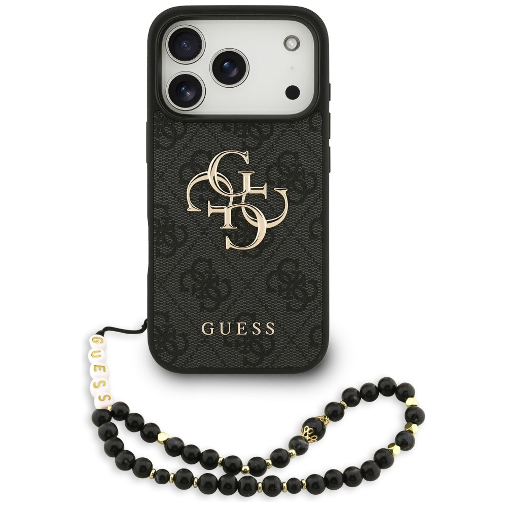 Θήκη για Apple iPhone 17 Pro, Guess, 4G Classic Logo με Λουράκι, Μαύρη