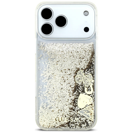 Θήκη για Apple iPhone 17 Pro, Guess, Liquid Glitter Charms, Χρυσή