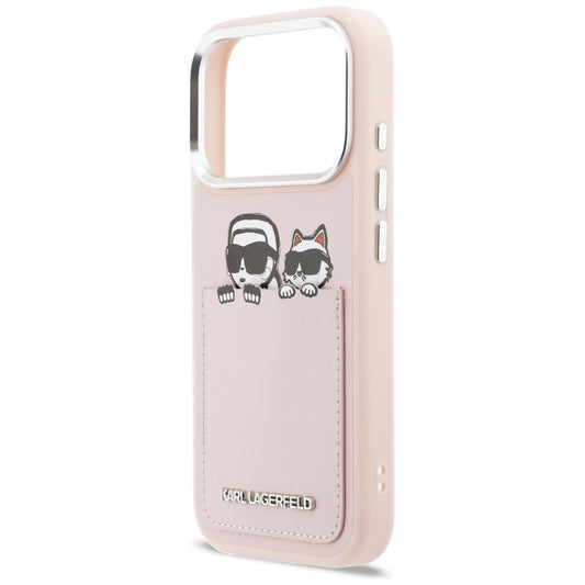 Case for Apple iPhone 17 Pro, Karl Lagerfeld, Karl & Choupette Print with Pocket, Pink