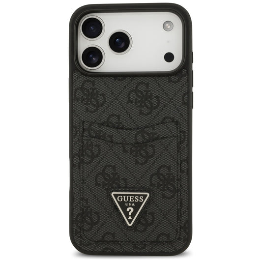 Case for Apple iPhone 17 Pro Max, Guess, 4G Double Card Triangle, Black