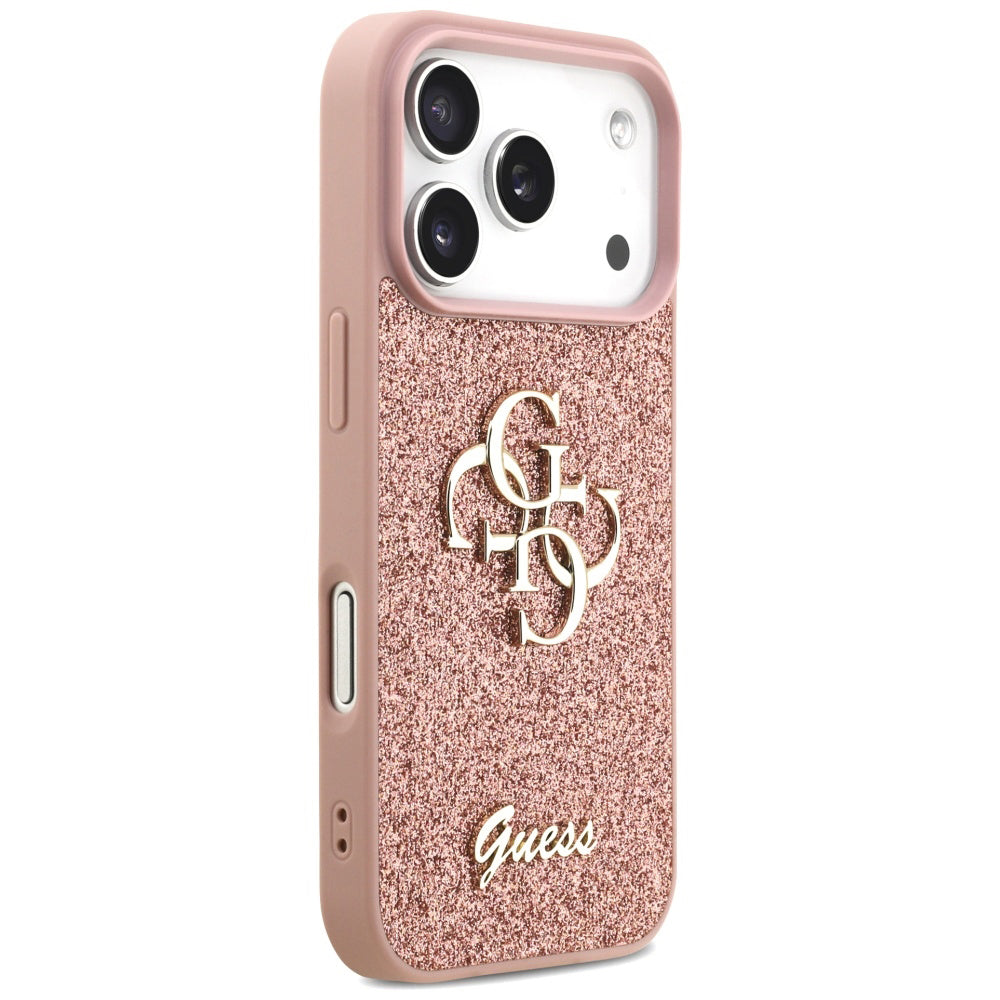Case for Apple iPhone 17 Pro Max, Guess, Fixed Glitter Big 4G, Pink