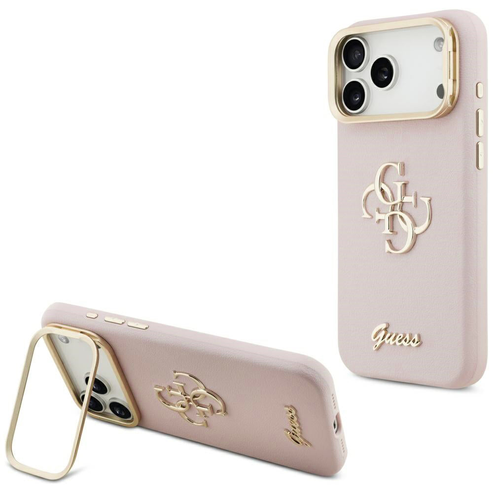 Θήκη για Apple iPhone 17 Pro Max, Guess, Grained Big 4G Stand Camera, Ροζ