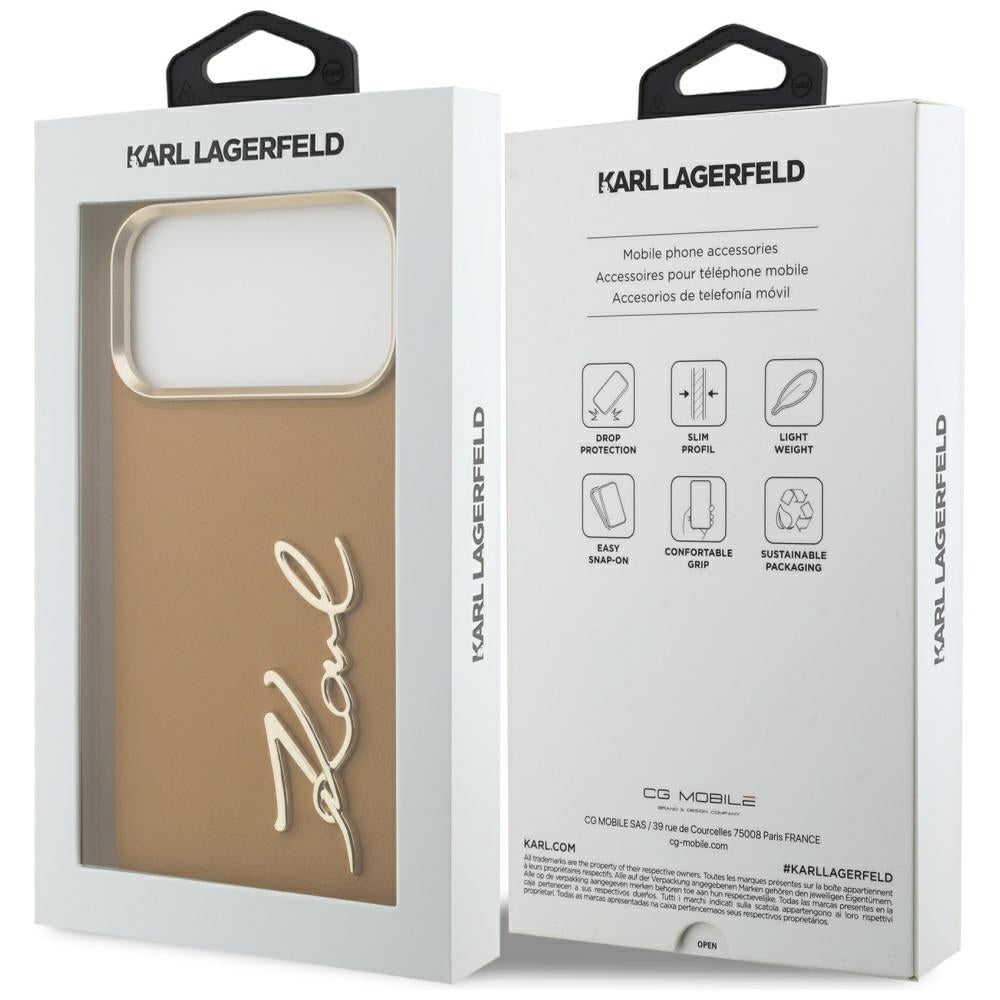 Case for Apple iPhone 17 Pro Max, Karl Lagerfeld, Script Logo, Brown