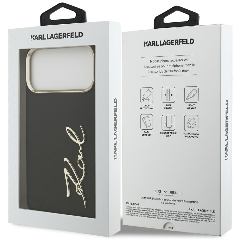 Case for Apple iPhone 17 Pro Max, Karl Lagerfeld, Script Logo, Black
