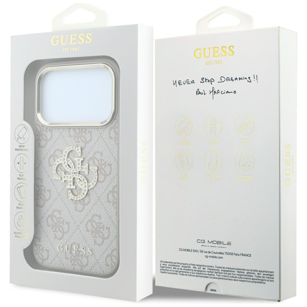 Θήκη για Apple iPhone 18 Pro / 17 Pro, Guess, 4G Big Strass Logo, Ροζ