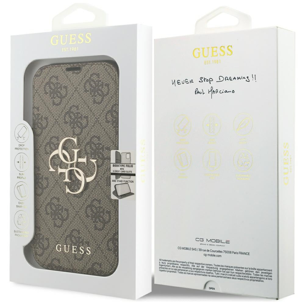 Case for Apple iPhone 18 Pro / 17 Pro, Guess, 4G Metal Logo, Brown