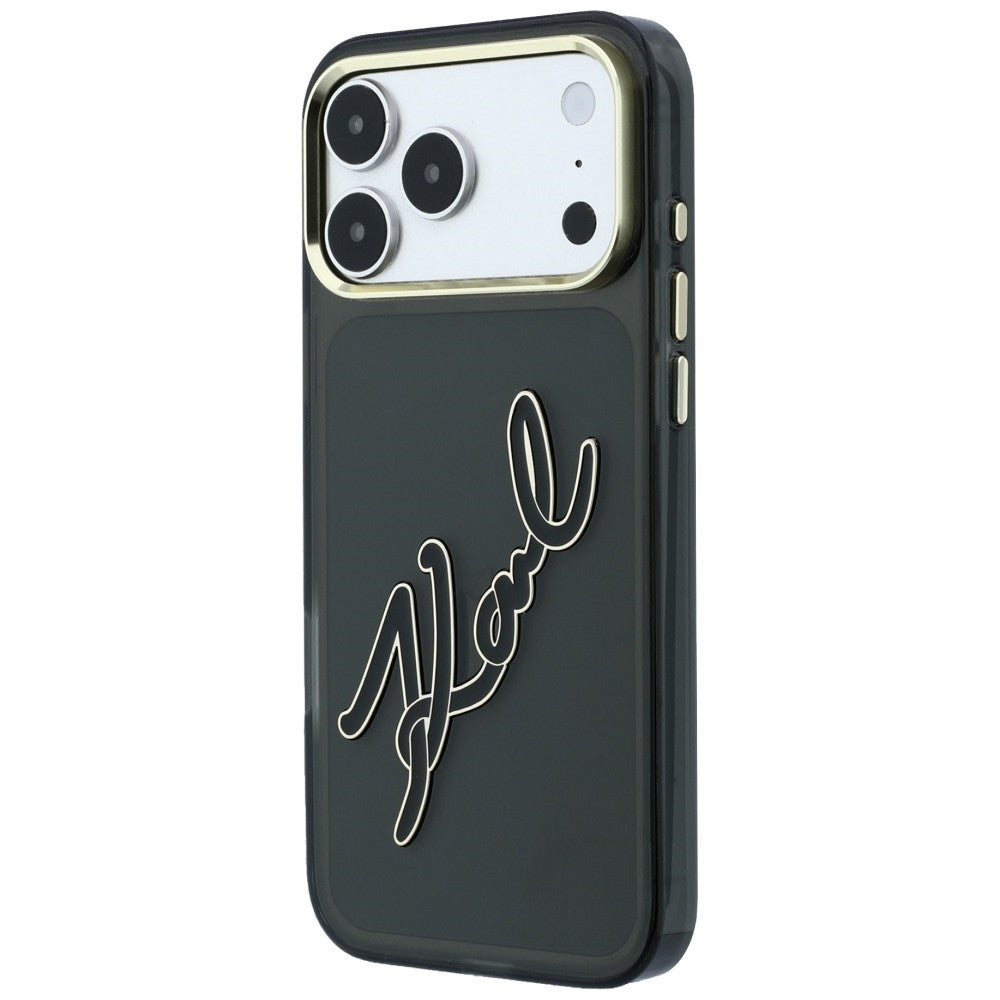 Θήκη για Apple iPhone 18 Pro / 17 Pro, Karl Lagerfeld, IML Big Signature Resin Logo και Μεταλλικό Πλαίσιο, Μαύρο