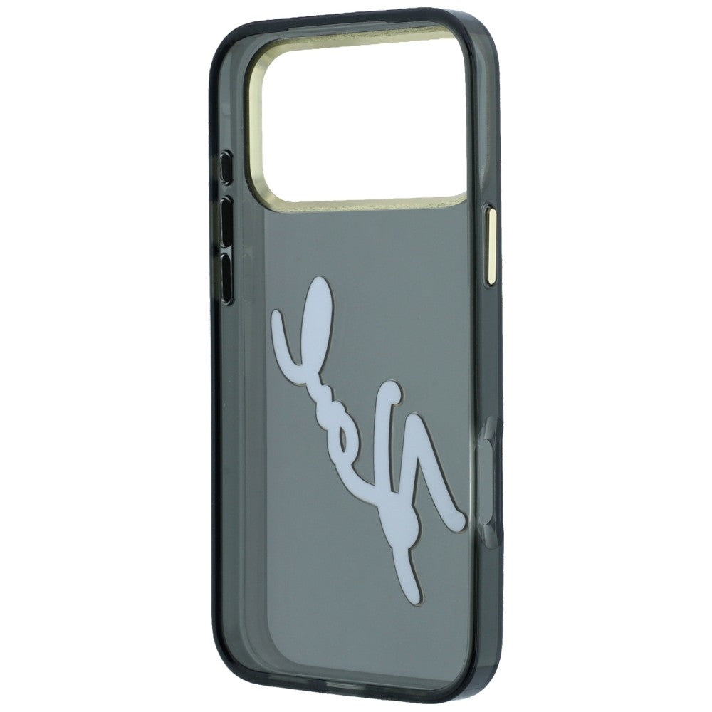 Θήκη για Apple iPhone 18 Pro / 17 Pro, Karl Lagerfeld, IML Big Signature Resin Logo και Μεταλλικό Πλαίσιο, Μαύρο