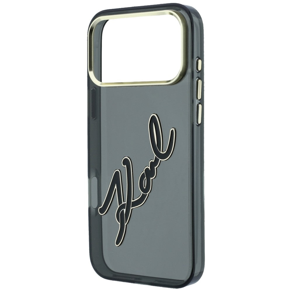 Θήκη για Apple iPhone 18 Pro / 17 Pro, Karl Lagerfeld, IML Big Signature Resin Logo και Μεταλλικό Πλαίσιο, Μαύρο