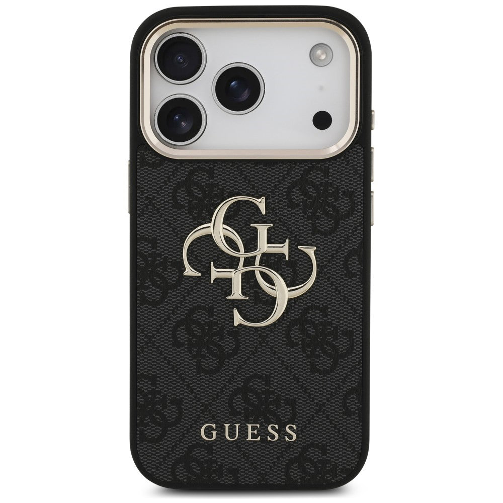 Θήκη για Apple iPhone 18 Pro Max / 17 Pro Max, Guess, 4G Classic Logo με λουράκι, Μαύρο Χρυσό