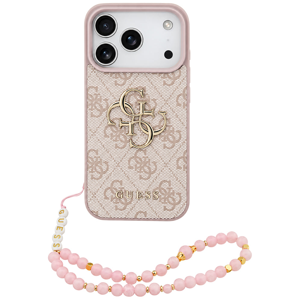 Θήκη για Apple iPhone 18 Pro Max / 17 Pro Max, Guess, 4G Classic Logo με Λουράκι, Ροζ