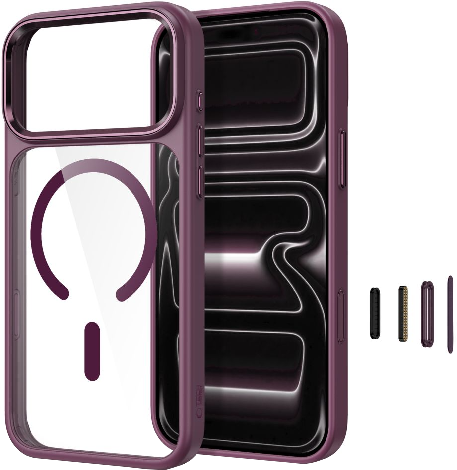 Θήκη για Apple iPhone 18 Pro / 17 Pro, Tech-Protect, Magmat CC, Διαφανές Βυσσινί