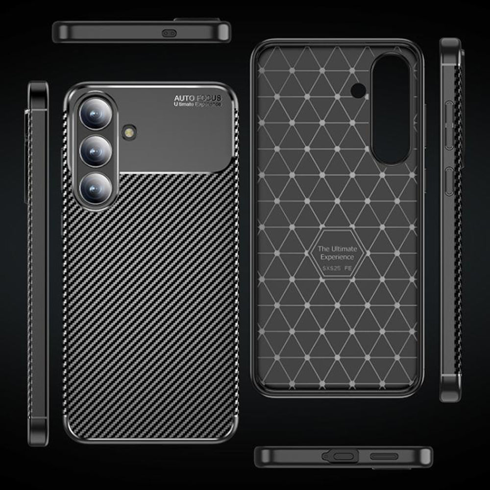 Case for Samsung Galaxy S25 FE, Techsuit, CarbonFiber, Black
